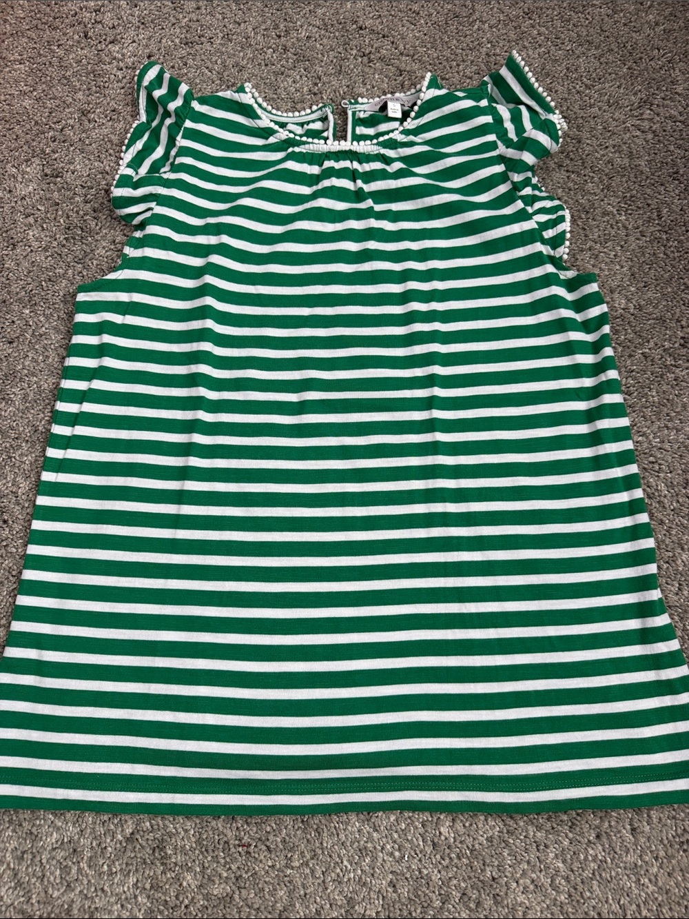 Crown and Ivy NWOT bright green and white striped ruffle top, $14